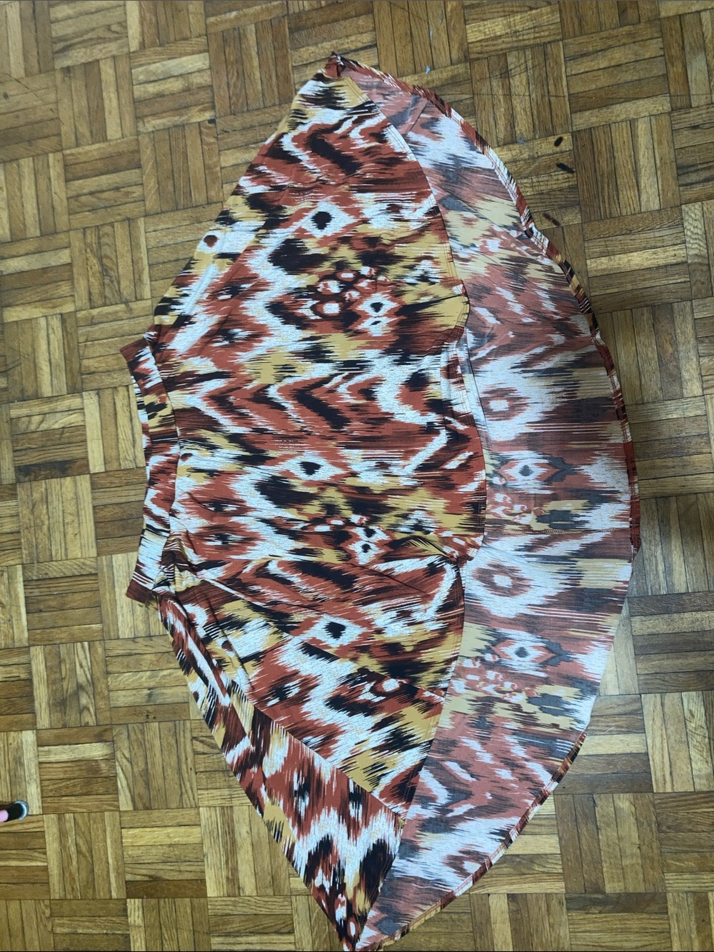 Seductions Women's Midi Skirt in Rust Ikat Print